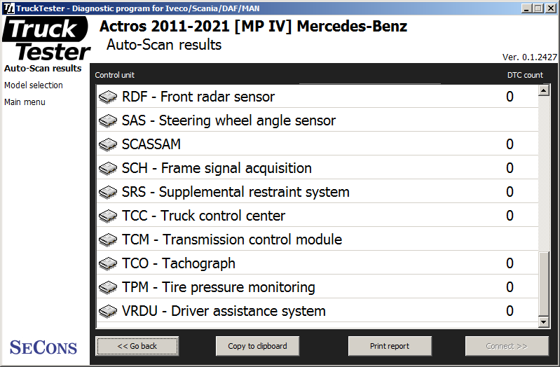 trucktester15: OBD-II diagnostic program screenshot